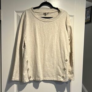 LOFT Cream Button-Detail Top